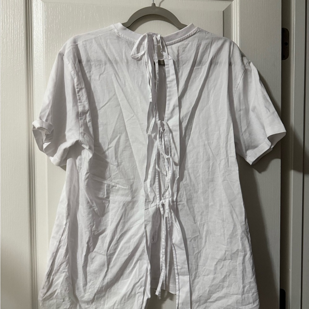 ZARA White Tie-Back Women's Top SMALL